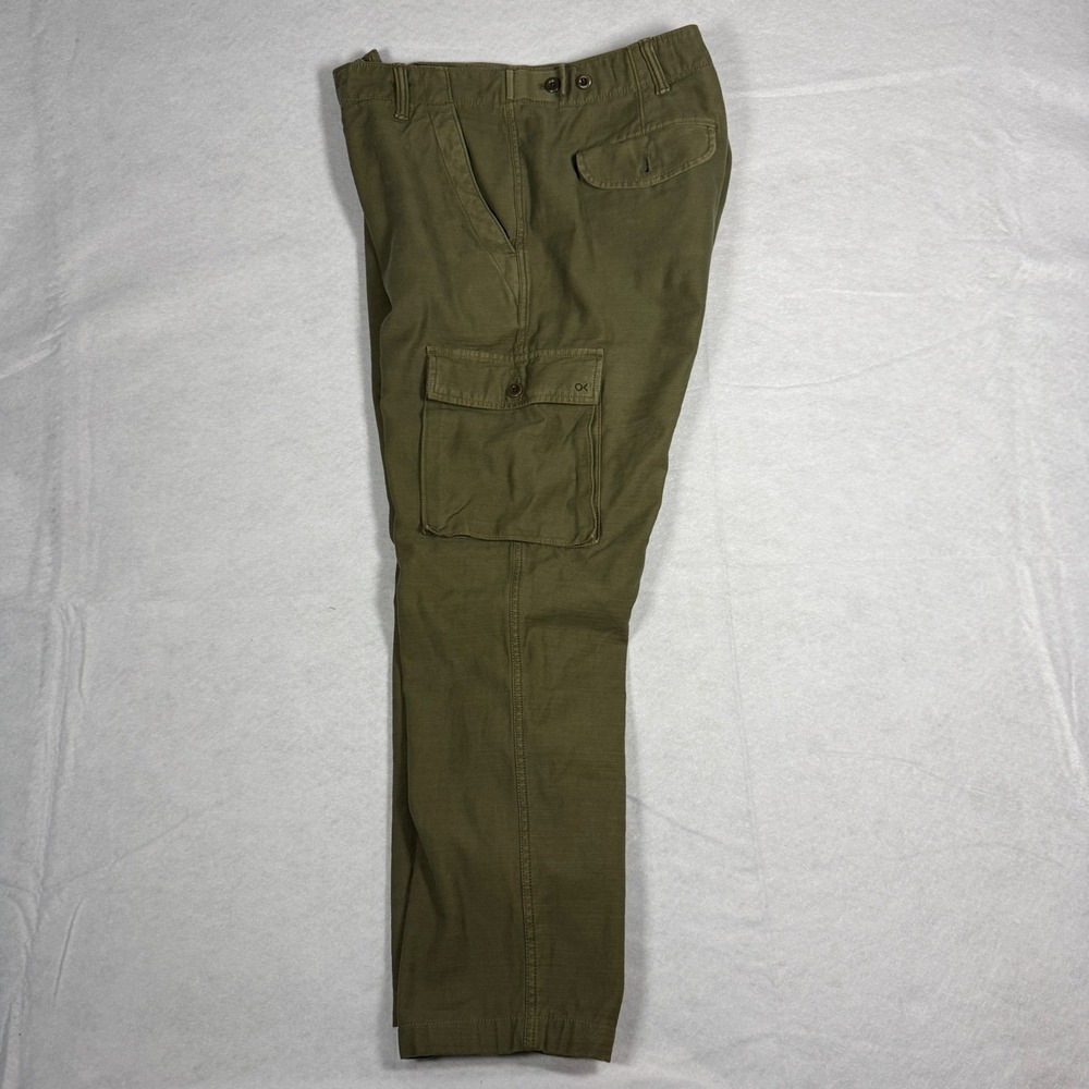 Outerknown Cargo Fatigue Pants Mens 32x26 Olive Green Organic Cotton Ripstop - Picture 2 of 13
